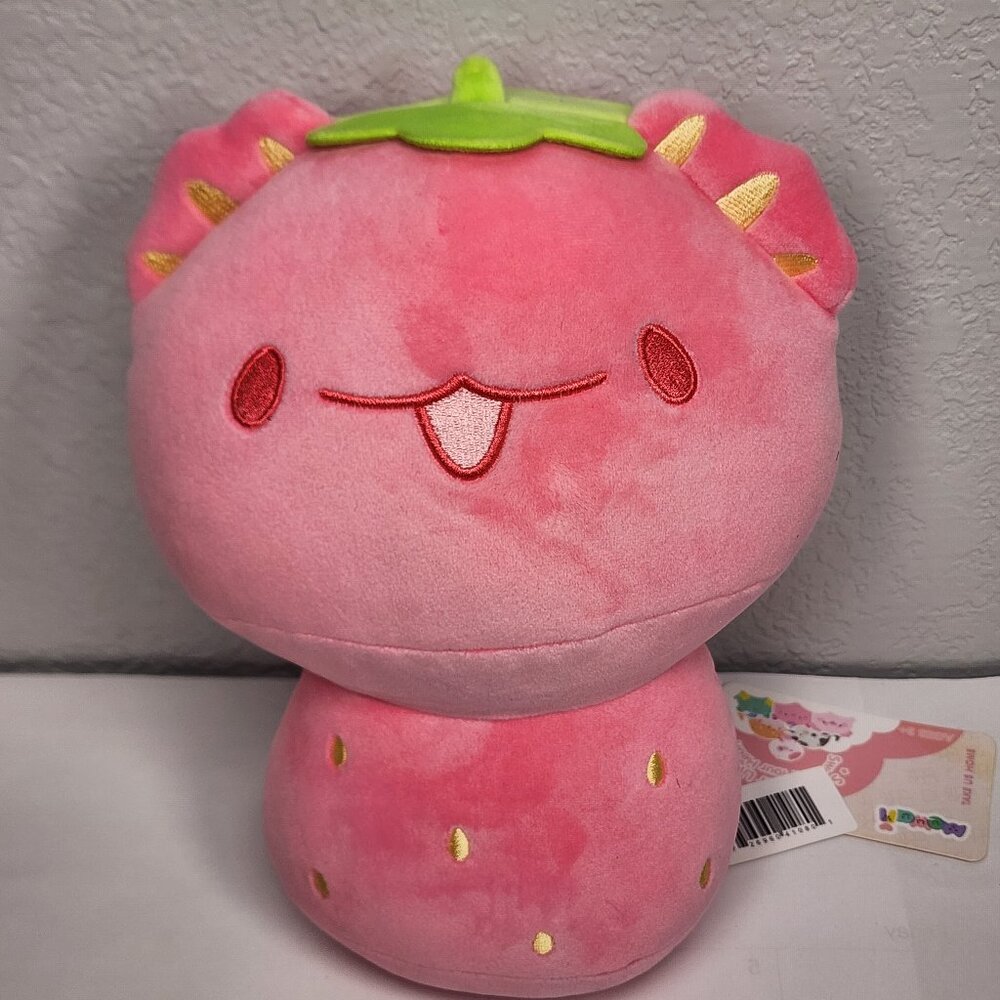 Mewaii Araxie Strawberry Axolotl Plush Pink Gold Kawaii NWT Soft Beanbag Bottom